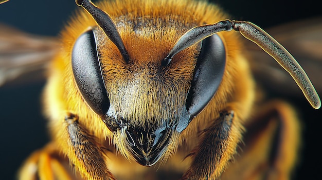 Photo 3d photo of a bee with a black face and yellow wings