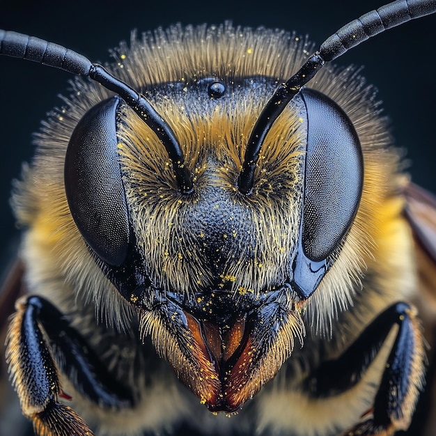 Photo 3d photo of a bee with a black face and yellow wings