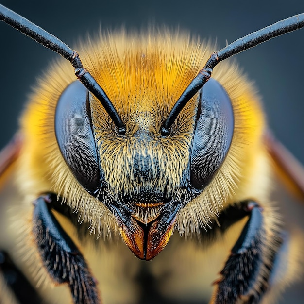 Photo 3d photo of a bee with a black face and yellow wings