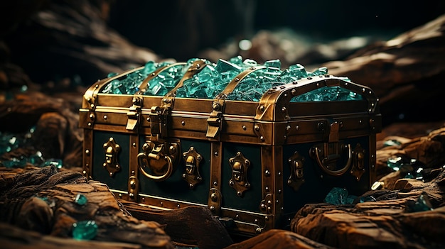 3d photo of a chest with a gold handle and a lock wallpaper