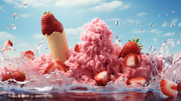 Photo 3d photo of a customized ice cream sundae bar with a variety of ice cream uhd wallpaper