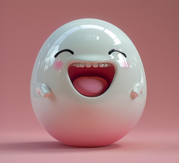 a 3d photo of egg smile character art