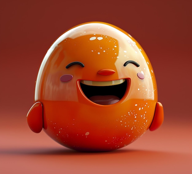 a 3d photo of egg smile character art