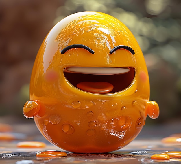 a 3d photo of egg smile character art