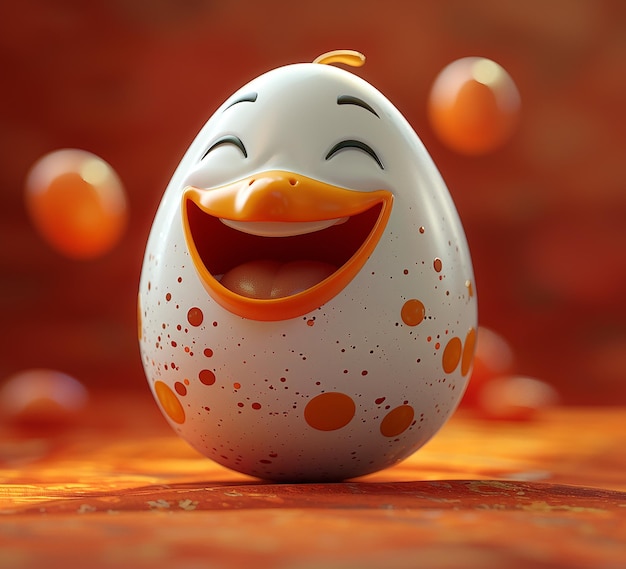 a 3d photo of egg smile character art