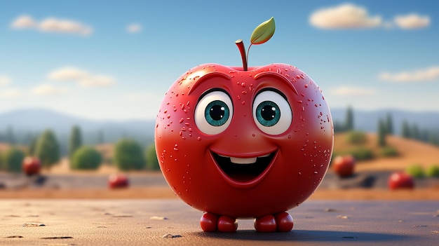 3d photo of funny apple