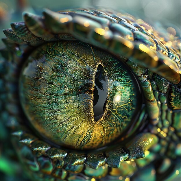 3d photo of a green and yellow bug with a large eye