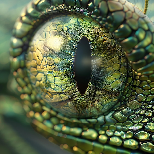 3d photo of a green and yellow bug with a large eye