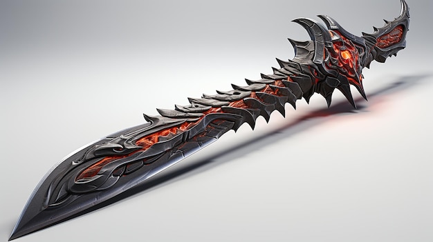 Photo 3d photo of a a knif that is sitting on top of a white background in the style of realistic fantasy