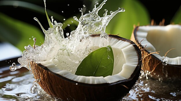 3d photo of a Opened coconut wallpaper