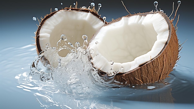 3d photo of a Opened coconut wallpaper