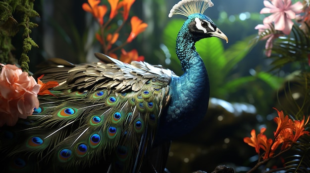 3d photo of peacock