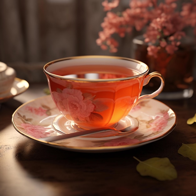 3d photo of tea cup photo realistic