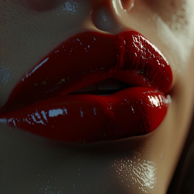 Photo 3d photo of a woman with red lipstick on her lips is shown