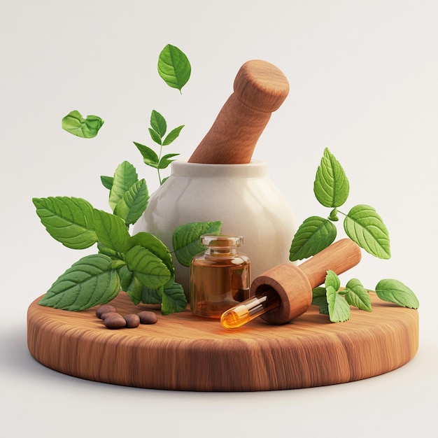 3D Phytotherapy Icon Herbal Medicine and Natural Remedies Illustration Logo