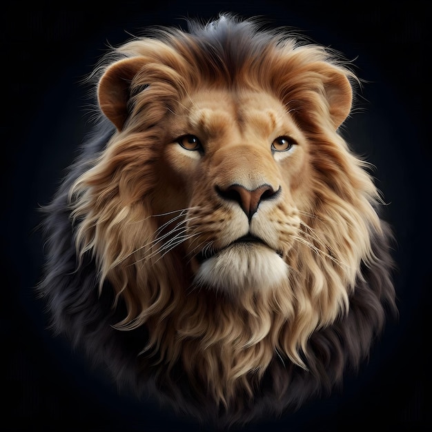 a 3d picture of a lion with a black background