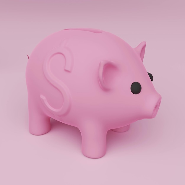 3d piggy bank on a pink background 3d rendering