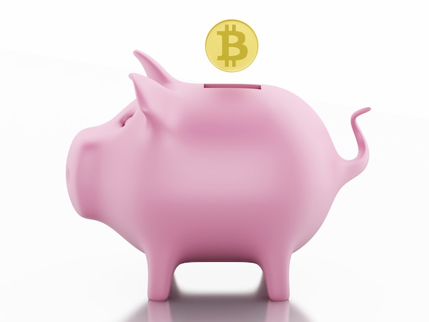 3d piggy bank with Bitcoin