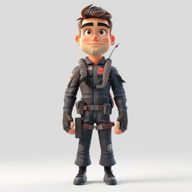 3D Pilot Character With A Focused Expression