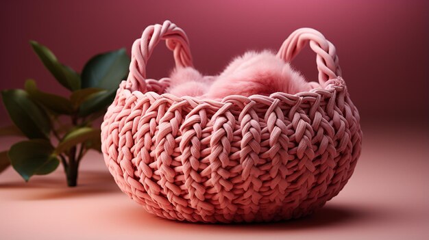 3d pink baby basket in studio