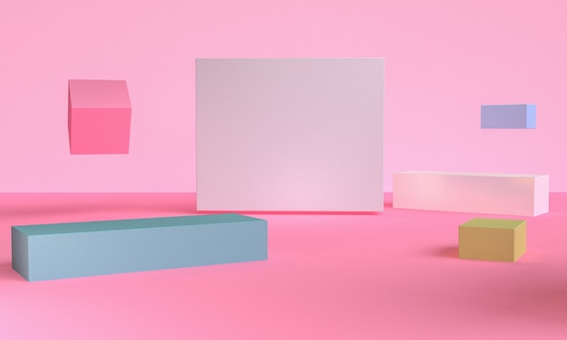 3d Pink color minimalist style design, Scene podium mock up presentation, 3d render abstract background.