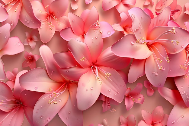 3D Pink Flowers Background