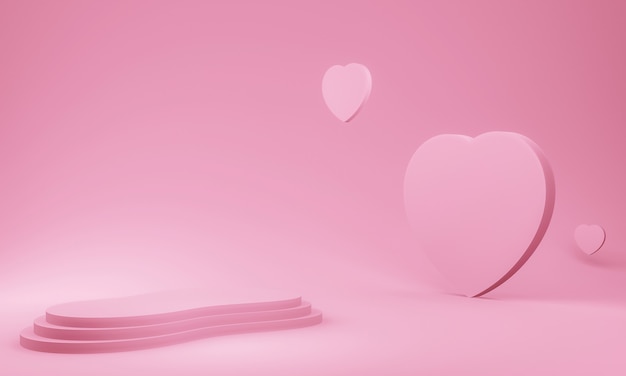 3D Pink Valentine stage