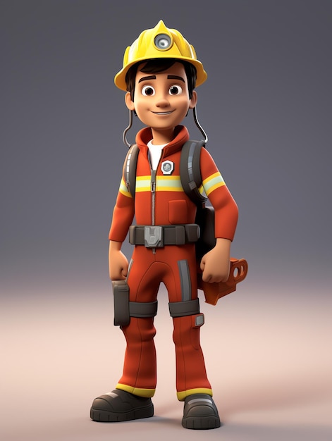 3d pixar character portraits of firefighter