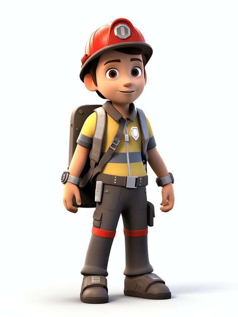 3d pixar character portraits of firefighter