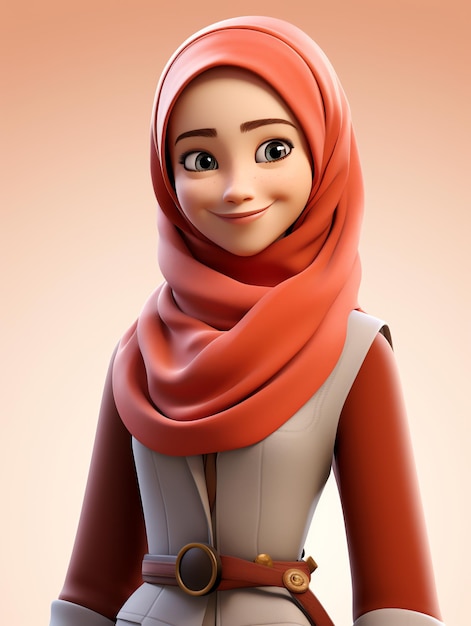 3d pixar character portraits of muslim