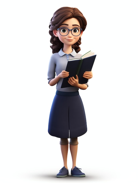 3d pixar character portraits teacher