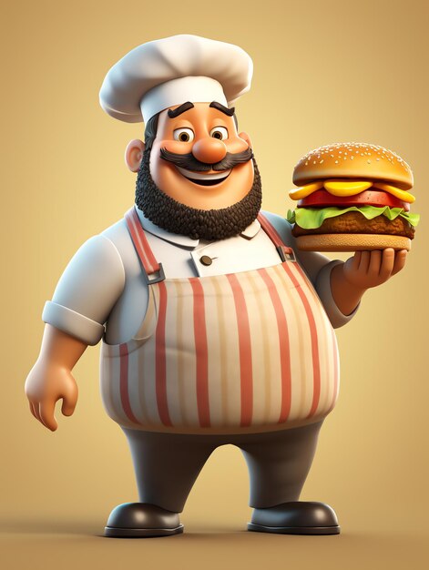 3d pixar character potraits cheff