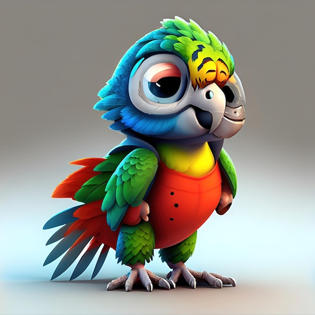 3d pixar style mini parrot photo