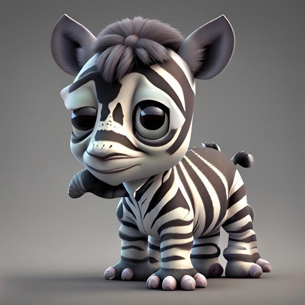 3d pixar style mini zebra photo