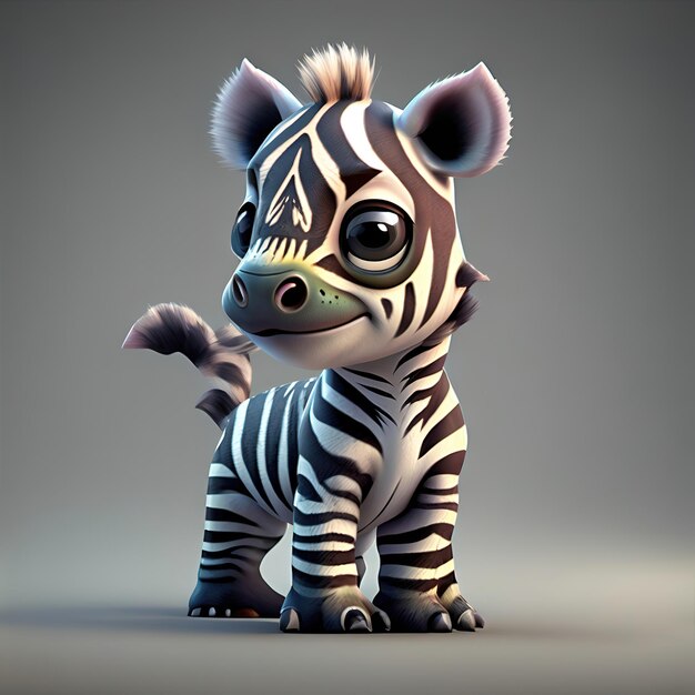 3d pixar style mini zebra photo