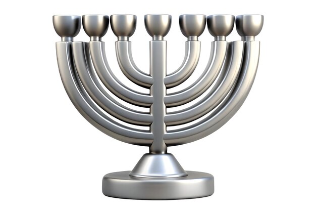 Photo 3d plain silver background with subtle hanukkah menorah outline minimalist design for promotional