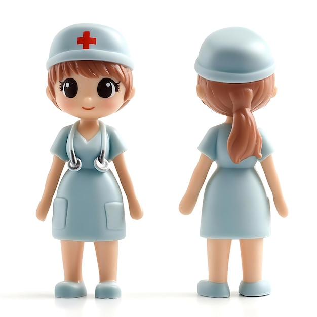 Photo 3d plastic toy figure nurse