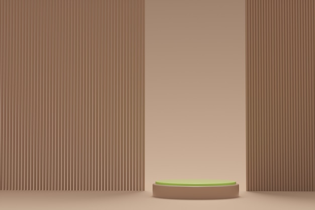 3d platform on paper brown background. Podium for performance or presentation. Empty pedestal. 3d rendering