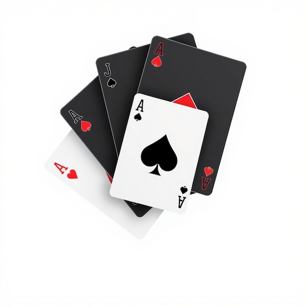 Photo 3d playing cards poker and blackjack symbols for game concepts