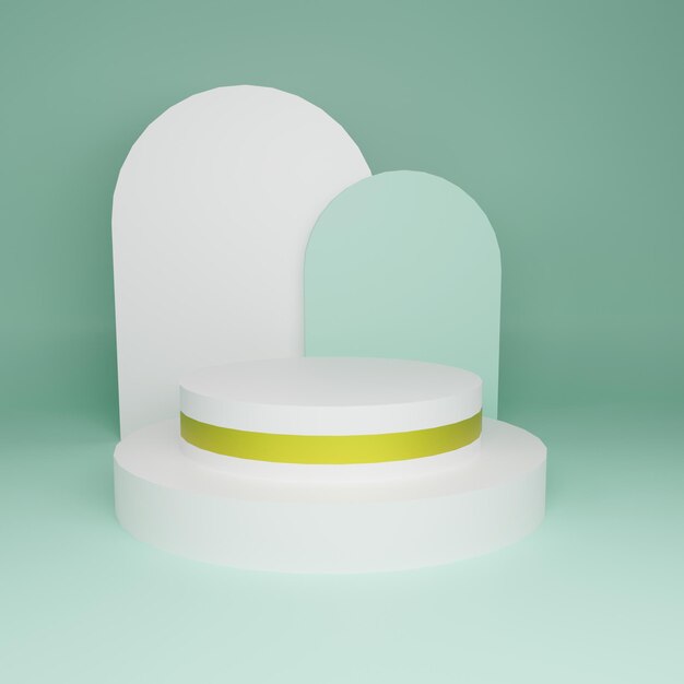 3d podium for product with green pastel background and gold color