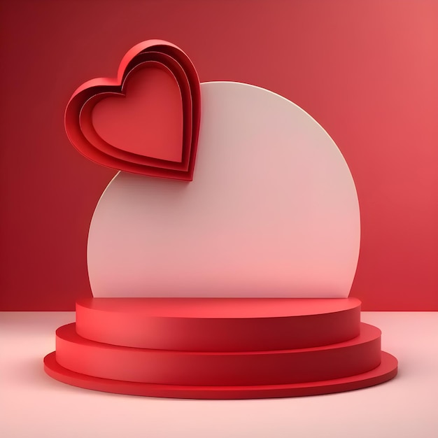 3D Podium with Heart Product Display