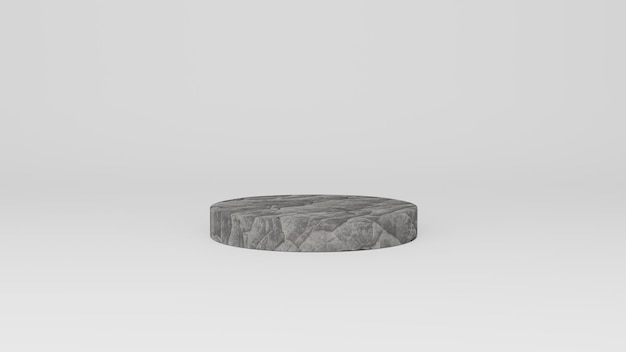 3d podium with stone texture and white background