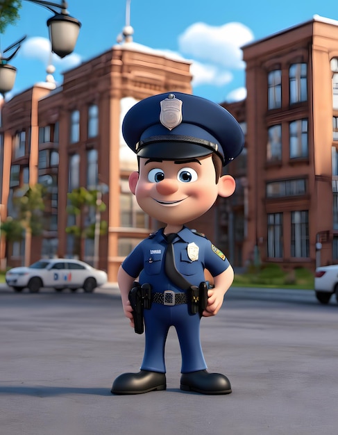 3D police officer cartoon character