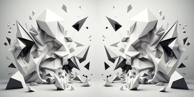 3d polygons on white background creative digital painting abstract background