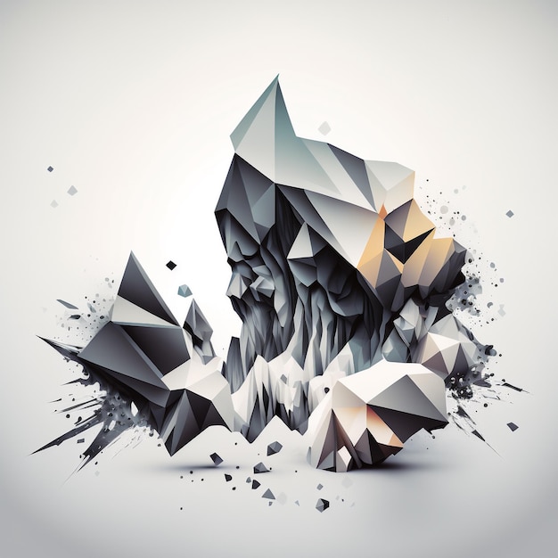 3d polygons on white background digital painting artwork abstract background