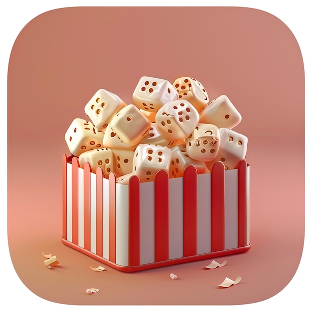 3d popcorn with movie icon