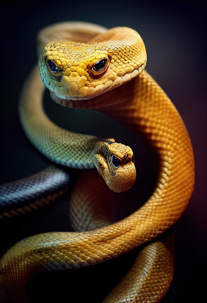 3d portrait of a snake head in high details and very sharp eyes