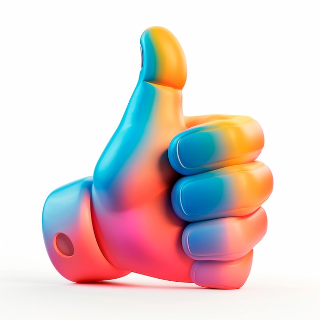 3D positive symbol Thumbs up icon render design over white background