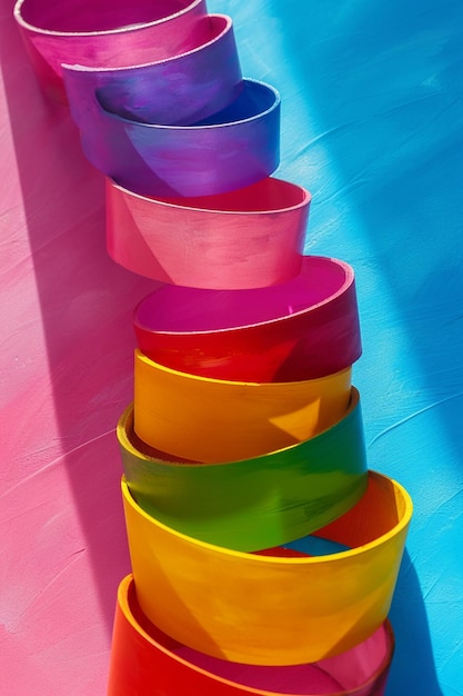 a 3D postcard with minimalistic Holi colorful wristbands arranged at the corner