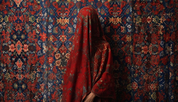 Photo a 3d poster showcasing a solitary beautifully embroidered ajrak textile